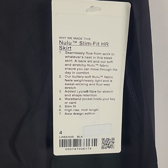 NWT Lululemon Nulu ™ Slim-Fit HR Skirt Size 4 Black - Picture 3 of 6